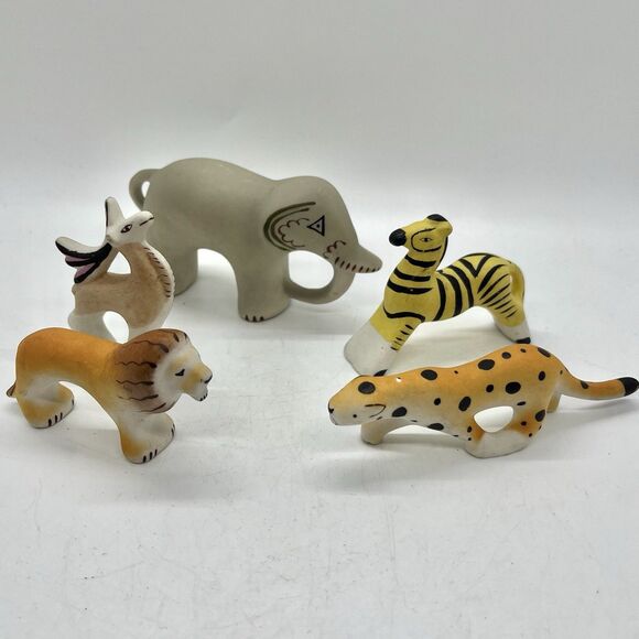 Vintage Rare Lot 5 Soviet Turyginsky Art Ceramics Zoo Animal Figurines Toys - Picture 1 of 16